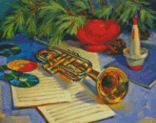 Cool Still Life Trumpet Diamond Painting Art