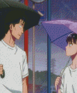 Couple Anime With Rain Diamond Painting Art
