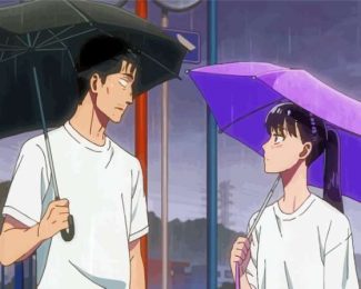 Couple Anime With Rain Diamond Painting Art