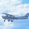 Flying Cessna 182 Airplane White And Blue Diamond Painting Art