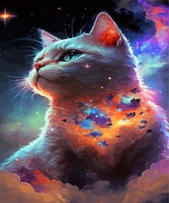 Galaxy White Cat Diamond Painting Art