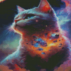 Galaxy White Cat Diamond Painting Art