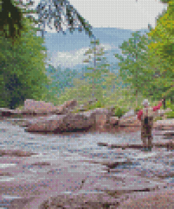 Man Fishing Mountain Diamond Painting Art