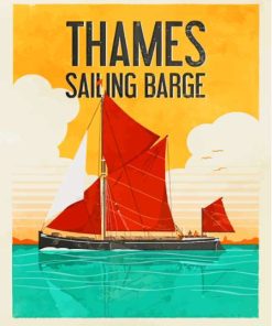 Thames Sailing Barge Poster Diamond Painting Art