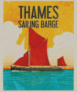 Thames Sailing Barge Poster Diamond Painting Art