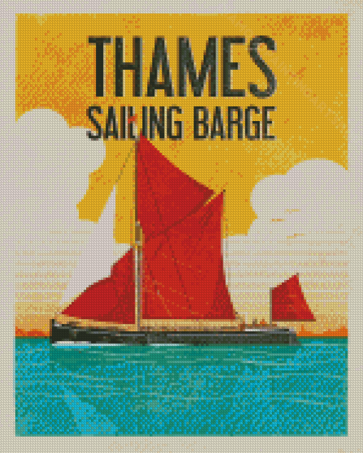 Thames Sailing Barge Poster Diamond Painting Art