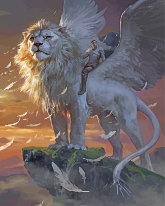 White Lion With Wings Diamond Painting Art