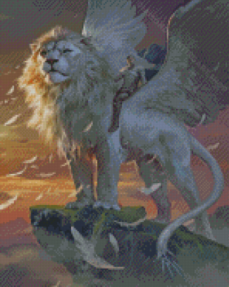White Lion With Wings Diamond Painting Art