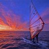 Windsurfer Sunset Scene Diamond Painting Art