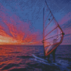 Windsurfer Sunset Scene Diamond Painting Art