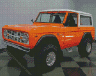 1966 Orange Ford Bronco Diamond Painting Art