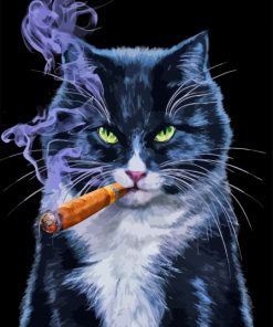 Aesthetic Cat Smoking Diamond Painting Art
