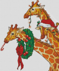 Aesthetic Christmas Giraffes Diamond Painting Art