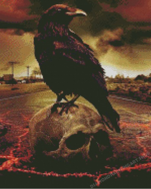 Gothic Crow And Skull Diamond Painting Art