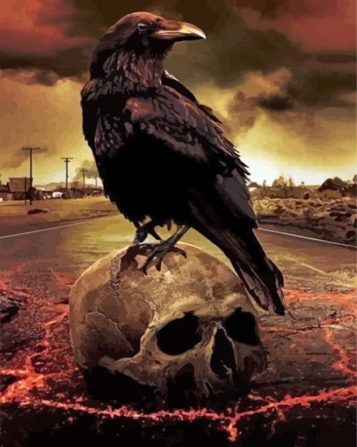 Gothic Crow And Skull Diamond Painting Art