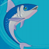 Illustration Sardine Fish Jumping Diamond Painting Art