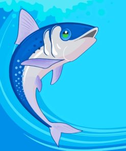 Illustration Sardine Fish Jumping Diamond Painting Art