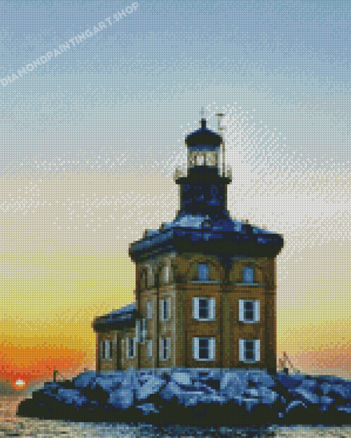 Ohio Toledo Harbor Lighthouse At Sunset Diamond Painting Art