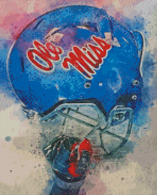 Ole Miss Helmet Diamond Painting Art