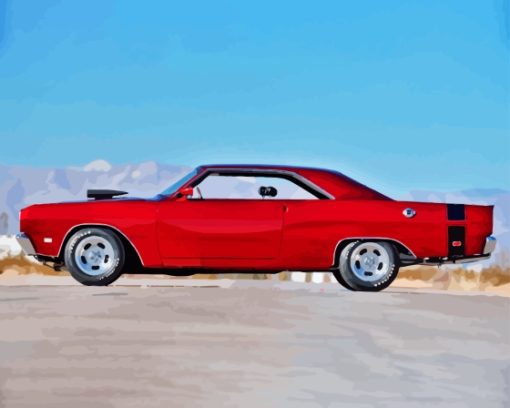 Red 1969 Dodge Dart Diamond Painting Art