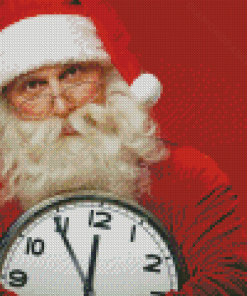 Santa By Clock Diamond Painting Art