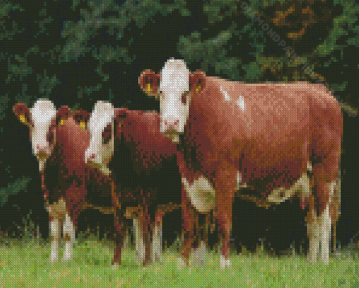 Simmental Cattles Cows Diamond Painting Art