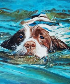 Springer Dog In Water Diamond Painting Art