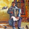The Old Accordion Player Diamond Painting Art