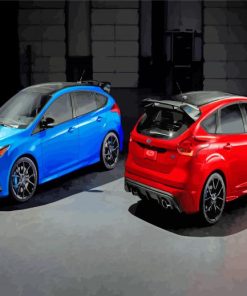 Two Ford Focus RS Cars Diamond Painting Art