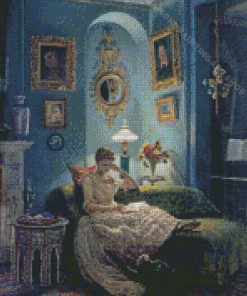 Woman Relaxing On A Chaise lounge Diamond Painting Art