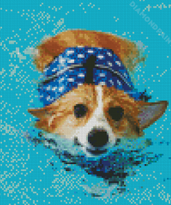 Adorable Dog In Water Diamond Painting Art