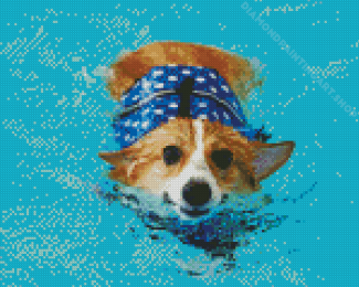 Adorable Dog In Water Diamond Painting Art