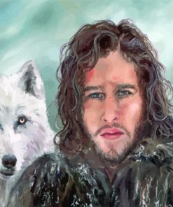 Aesthetic Jon Snow And Ghost Diamond Painting Art