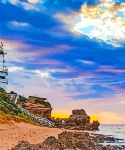 Aesthetic Point Lonsdale Lighthouse Diamond Painting Art