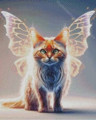 Aesthetic Cat With Wings Diamond Painting Art
