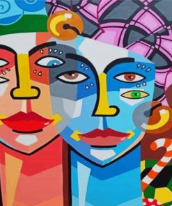 Aesthetic Colorful Abstract Faces Diamond Painting Art