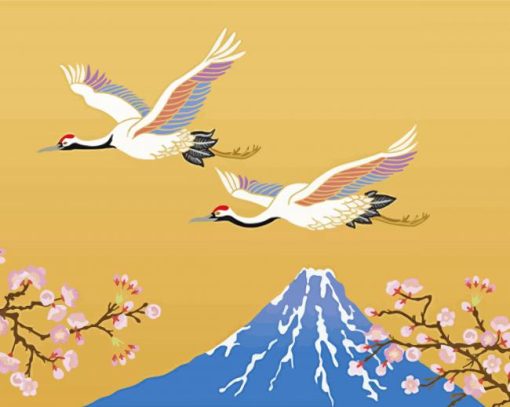 Aesthetic Japanese Cranes Diamond Painting Art