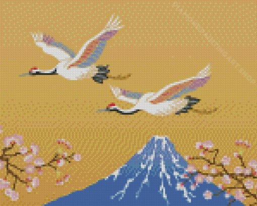 Aesthetic Japanese Cranes Diamond Painting Art