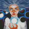 Aesthetic Moon Crystal Girl Diamond Painting Art