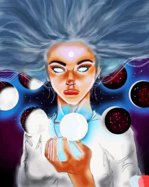 Aesthetic Moon Crystal Girl Diamond Painting Art