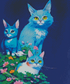 Blue Cats Diamond Painting Art