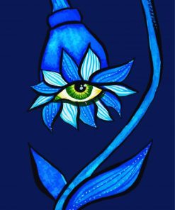 Blue Creepy Flower Eye Diamond Painting Art