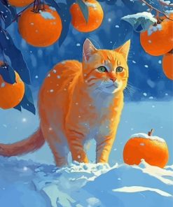Cat And Oranges Diamond Painting Art