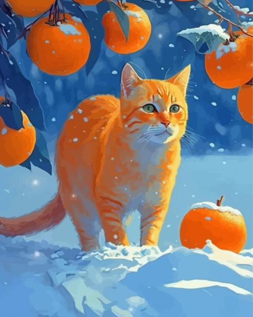 Cat And Oranges Diamond Painting Art