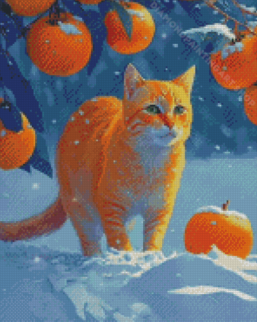 Cat And Oranges Diamond Painting Art