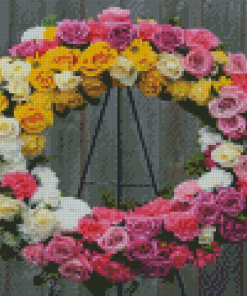 Colorful Roses Wreath Diamond Painting Art