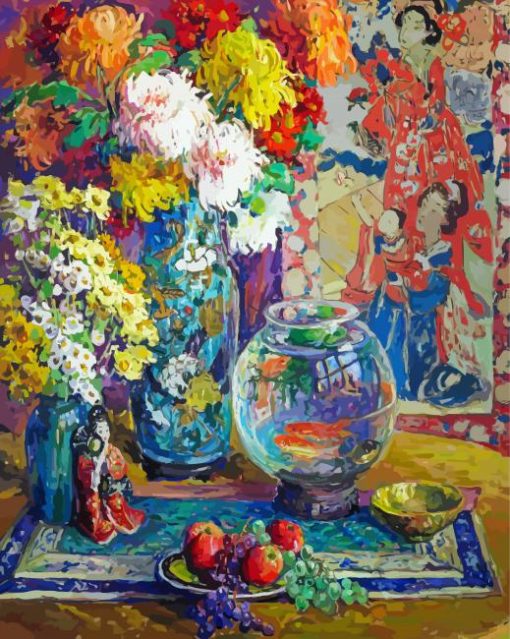 Fish Fruits With Flowers Diamond Painting Art