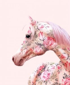 Flowering Pink Horse Diamond Painting Art