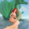 Green Dragon And Woman Diamond Painting Art