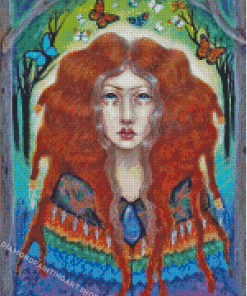 Hippie Girl And Butterflies Diamond Painting Art